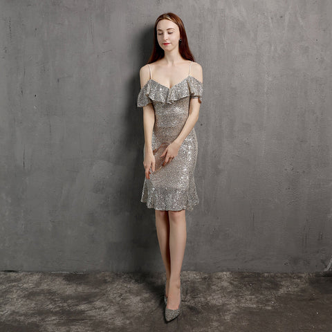 V Neck Little Evening Dress – Elegant Short Socialite Nightclub Women's Party Dress