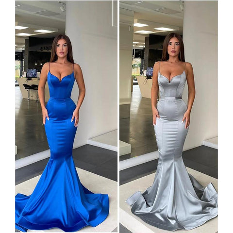 Robe de bal sirène simple à bretelles spaghetti