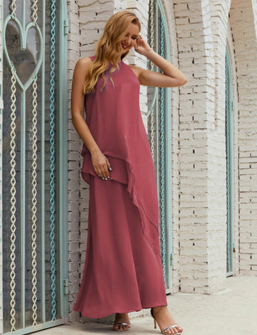 Robe longue en mousseline grande taille pour la mère de la mariée, robe de demoiselle d'honneur de bal de fin d'année SY28019