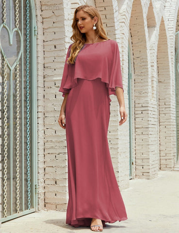 Robe de demoiselle d'honneur Sunnderly pour femme, manches longues, col en V, en mousseline, robe de cérémonie pour mariage SY28018