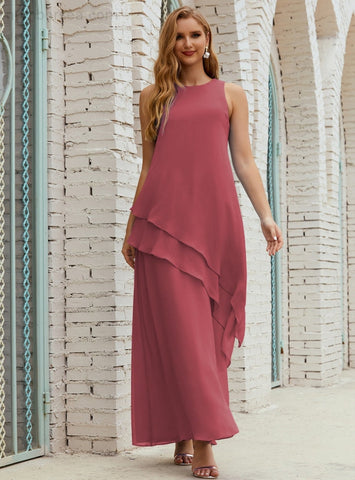 Robe longue en mousseline grande taille pour la mère de la mariée, robe de demoiselle d'honneur de bal de fin d'année SY28019