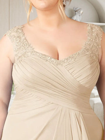 Champagne A-Line Sweetheart Neckline Pleated Mesh Dress