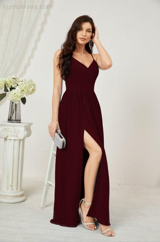 Vestidos de dama de honor con cuello alto Baoleely, de gasa, largos, corte en A, vestido formal de fiesta para boda, fiesta de noche 2801 