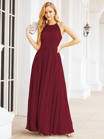 Baoleely Sleeveless Bridesmaid Dresses Long Prom Gown Zipper with Keyhole Back 28056