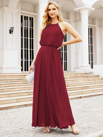 Robe de demoiselle d'honneur longue à col licou Baoleely, robe trapèze formelle pour juniors, 28029