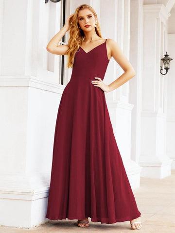 Baoleely Spaghetti Strap Bridesmaid Dresses V Neck Butterfly Back Fromal Evening Party Prom Gown 28036