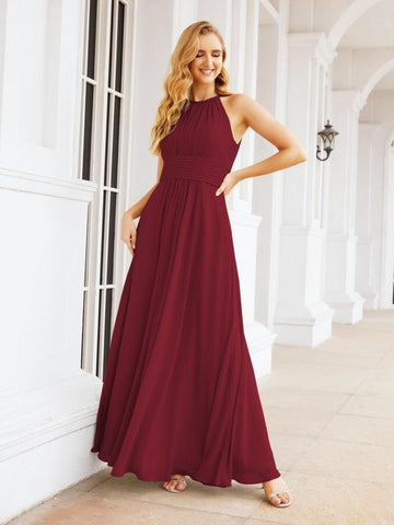 Baoleely Keyhole Bridesmaid Dresses Sleeveless Formal Evening Party Prom Gowns 28043