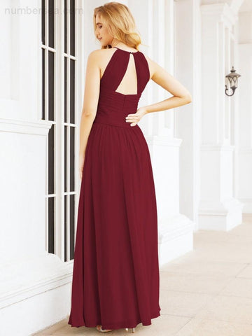 Baoleely Sleeveless Bridesmaid Dresses Long Prom Gown Zipper with Keyhole Back 28056