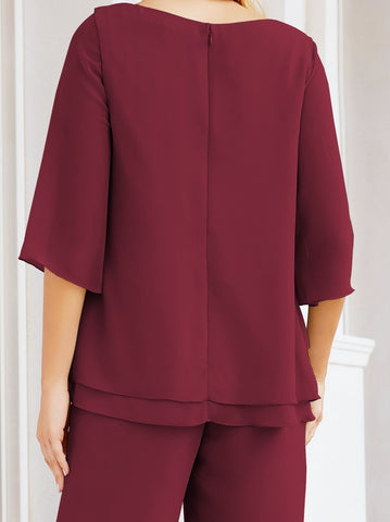 Baoleely Élégante robe mère de la mariée 2 pièces, grande taille, pantalon, volants, couches argentées, peignoir 28064