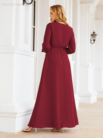 Robe de demoiselle d'honneur en mousseline Sunnderly pour femme, coupe trapèze, manches longues, robe de soirée formelle pour invitée de mariage SY28032 