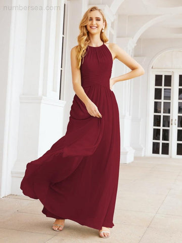 Baoleely Sleeveless Bridesmaid Dresses Long Prom Gown Zipper with Keyhole Back 28056