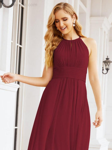 Baoleely Keyhole Bridesmaid Dresses Sleeveless Formal Evening Party Prom Gowns 28043