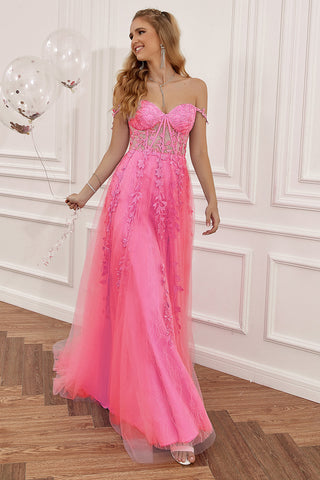 Off the Shoulder Prom Dress with Appliques