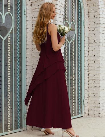 Robe longue en mousseline grande taille pour la mère de la mariée, robe de demoiselle d'honneur de bal de fin d'année SY28019