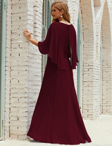 Robe de demoiselle d'honneur Sunnderly pour femme, manches longues, col en V, en mousseline, robe de cérémonie pour mariage SY28018