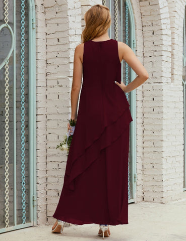 Robe longue en mousseline grande taille pour la mère de la mariée, robe de demoiselle d'honneur de bal de fin d'année SY28019