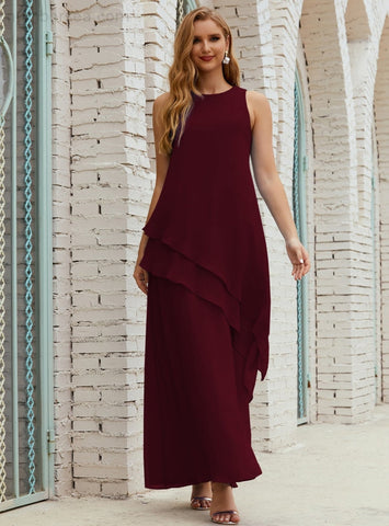 Robe longue en mousseline grande taille pour la mère de la mariée, robe de demoiselle d'honneur de bal de fin d'année SY28019