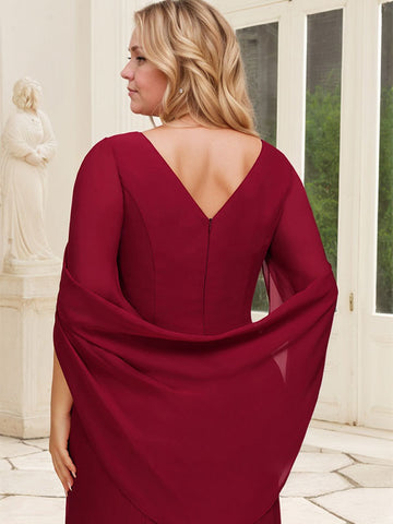 Trumpet/Mermaid Boat Neck Floor-Length Chiffon Mother of the Bride Dress With Pleated