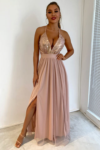 V-neck Sequin Party Dress