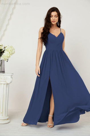 Vestidos de dama de honor con cuello alto Baoleely, de gasa, largos, corte en A, vestido formal de fiesta para boda, fiesta de noche 2801 