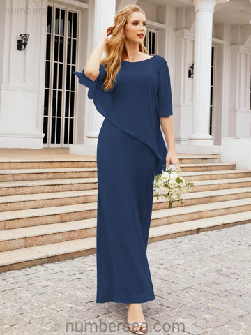 Vestido largo de fiesta formal Sunderly para la madre de la novia con capa de volantes SY28026