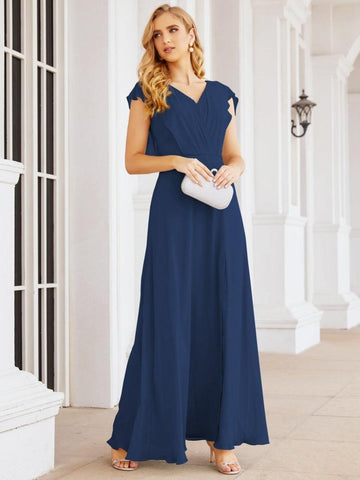 Sunnderly Bridesmaid Dresses Cape Formal Prom Dress Open Back Gowns for Mother of The Bride SY28058