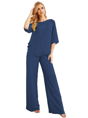 Baoleely Élégante robe mère de la mariée 2 pièces, grande taille, pantalon, volants, couches argentées, peignoir 28064