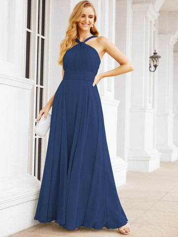 Baoleely Crisscross Halter Bridesmaid Dresses for Party Wedding Evening Prom Maxi Ball Gowns 28053