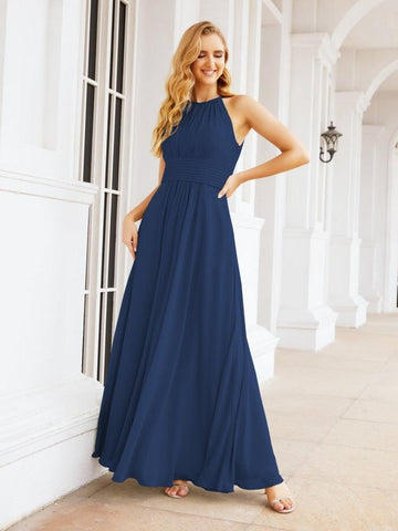 Baoleely Keyhole Bridesmaid Dresses Sleeveless Formal Evening Party Prom Gowns 28043