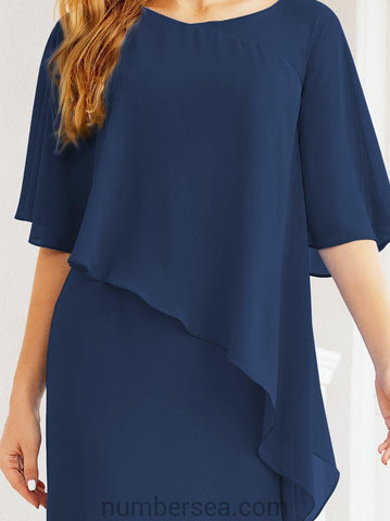 Vestido largo de fiesta formal Sunderly para la madre de la novia con capa de volantes SY28026