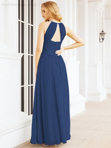 Baoleely Sleeveless Bridesmaid Dresses Long Prom Gown Zipper with Keyhole Back 28056