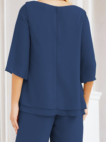 Baoleely Élégante robe mère de la mariée 2 pièces, grande taille, pantalon, volants, couches argentées, peignoir 28064