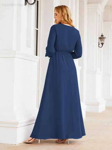 Robe de demoiselle d'honneur en mousseline Sunnderly pour femme, coupe trapèze, manches longues, robe de soirée formelle pour invitée de mariage SY28032 