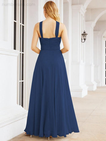 Baoleely Crisscross Halter Bridesmaid Dresses for Party Wedding Evening Prom Maxi Ball Gowns 28053