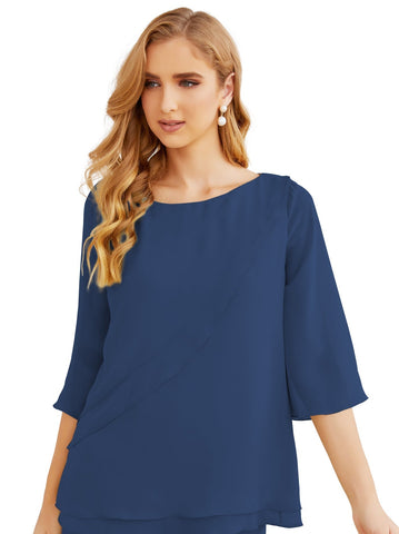 Baoleely Élégante robe mère de la mariée 2 pièces, grande taille, pantalon, volants, couches argentées, peignoir 28064