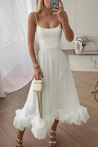 Vestidos de noche sencillos, formales, lisos, con cuello en U y diseño patchwork. 