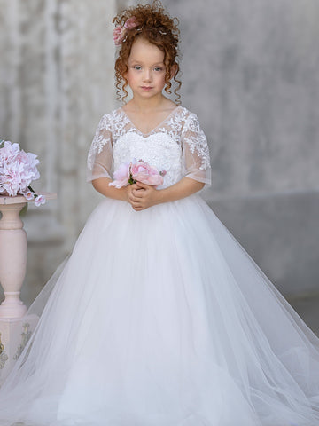 Princess Ball Gown for Girls with Lace Details