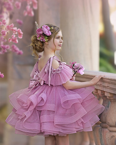 Ball-Gown/Princess Tulle Knee-length Birthday Flower Girl Dress