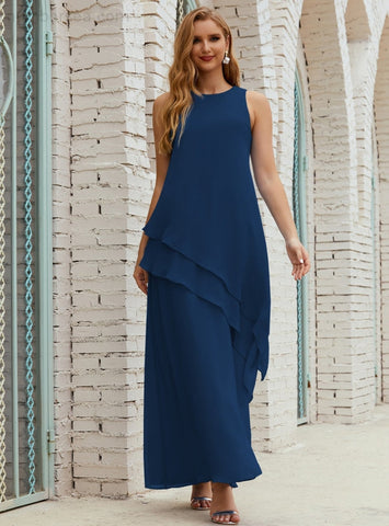 Robe longue en mousseline grande taille pour la mère de la mariée, robe de demoiselle d'honneur de bal de fin d'année SY28019