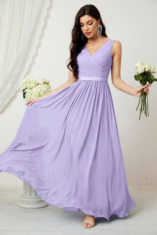Women's Chiffon Long Bridesmaid Dresses A line Sleeveless Formal Prom Gown for Evening Party Homecoming Dresses 2808