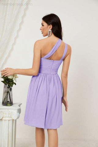 Baoleely Women Chiffon Short One Shoulder Bridesmaid Dress Formal Dresses for Party Homecoming 2804