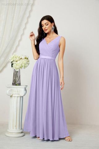 Women's Chiffon Long Bridesmaid Dresses A line Sleeveless Formal Prom Gown for Evening Party Homecoming Dresses 2808