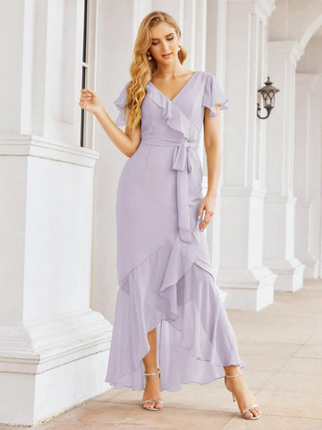 Baoleely Ruffled Bridesmaid Dresses Mermaid Formal Violin Evening Party Prom Gowns 28042