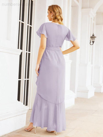 Baoleely Ruffled Bridesmaid Dresses Mermaid Formal Violin Evening Party Prom Gowns 28042