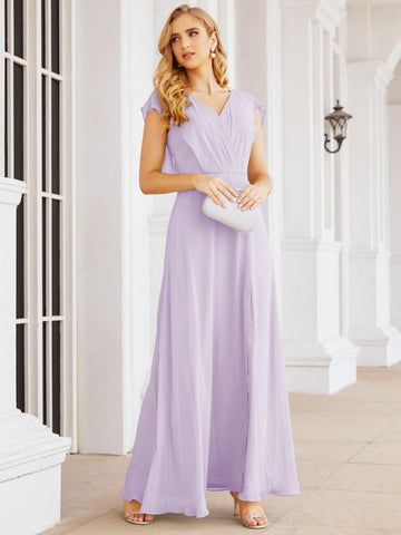 Sunnderly Bridesmaid Dresses Cape Formal Prom Dress Open Back Gowns for Mother of The Bride SY28058