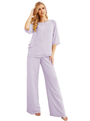 Baoleely Élégante robe mère de la mariée 2 pièces, grande taille, pantalon, volants, couches argentées, peignoir 28064