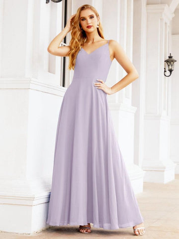 Baoleely Spaghetti Strap Bridesmaid Dresses V Neck Butterfly Back Fromal Evening Party Prom Gown 28036