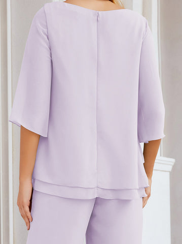 Baoleely Élégante robe mère de la mariée 2 pièces, grande taille, pantalon, volants, couches argentées, peignoir 28064