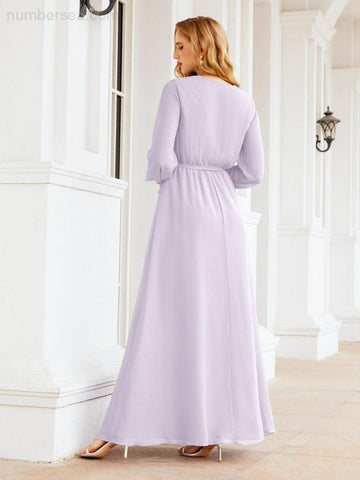 Robe de demoiselle d'honneur en mousseline Sunnderly pour femme, coupe trapèze, manches longues, robe de soirée formelle pour invitée de mariage SY28032 