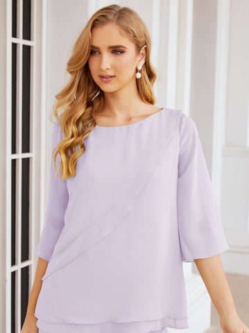 Baoleely Élégante robe mère de la mariée 2 pièces, grande taille, pantalon, volants, couches argentées, peignoir 28064